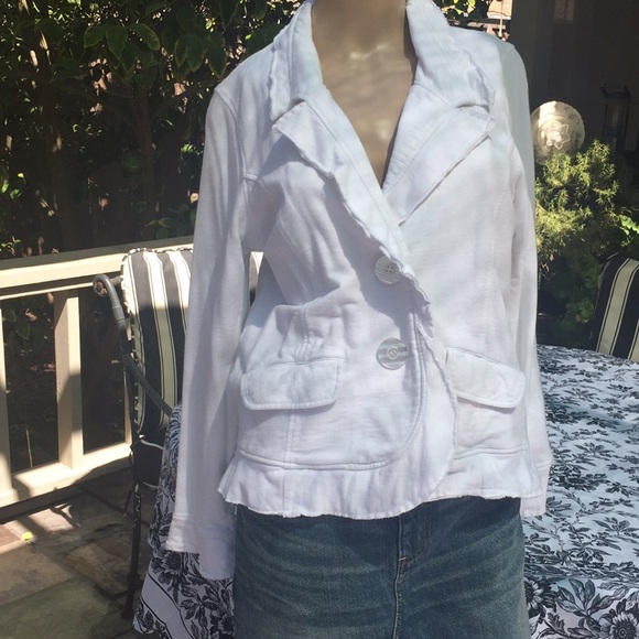 White 100% Cotton Blazer - Picture 1 of 8